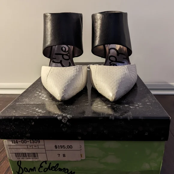 Sam Edelman black and white leather pump - Picture 3 of 5